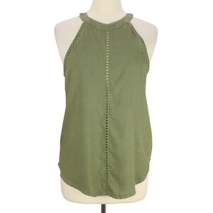 CLOTH & STONE‎ Halter Top Size Small Green Cut Out sleeveless Keyhole